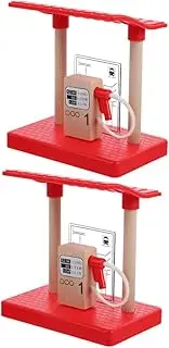 JUMPLAWN 2pcs Railway Gas Station Toy for Boys and Girls Train Assembly Model Engaging Pretend Play Accessories Encourages Creativity Problem-Solving Skills