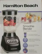 Hamilton Beach Smoothie Blender, 48 oz. Jar, 12 Blending Functions, Black, NEW