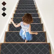 Stair Treads Carpet Non-Slip Indoor Stair Runners for Wooden Steps, Stair Rugs for Kids and Dogs, Set of 15, 8" X 30",Diamond Grey