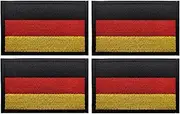 [YOYUMI] German Flag Embroidered Patch, Hook and Loop for Camouflage Uniform Tactical Vest Helmet Pack of 4 - Black
