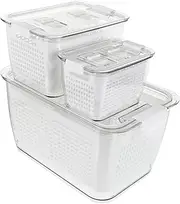 ULDIGI 1set Food Storage Containers Pantry Storage Box Drainage for Fridge Organisation Fresh Keeper