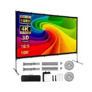 GooDee Projector Screen with Stand - Outdoor Projector Screen 100" Portable I...