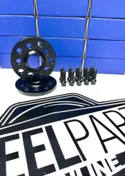 SPR Audi A4 A5 A6 Black Alloy Wheel Spacers 5x112 66.6 15mm + Bolts