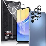 [Didisky] 2+2 Pack Tempered Glass for Samsung Galaxy A15 4G/5G, 2 Pack Tempered Glass and 2 Pack Camera Protector Screen Protector, 9H,Easy to Install
