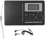 Portable Radio Receiver, CS‑106 Full Band Radio,FM AM SW MW LW TV Transistor Radio,Pocket Mini Radio with Digital Clock Earphone