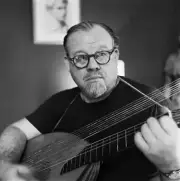 Actor, Singer And Musician Burl Ives Playing An Oud, Usa, 1959. He - Old Photo