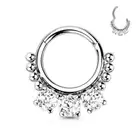 Piercing Ring Segment Steel Surgical Zircon and Pearls ( Ear, Daith , Seven