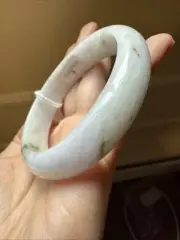 Grade A Untreated Myanmar Burma Jadeite Bangle 58 Mm 純天然翡翠A貨 水潤淡淡的飄紫羅蘭 無紋裂