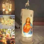 LED Prayer Flameless Candles, Jesus Saints Religious Decoration Jesus Blue