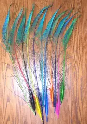 10 Peacock Sword Feathers 15-25" STEM DYED 11 colors available