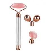 Electric Jade Roller Facial Massager Rose Quartz Vibrating Facial Roller Kit for Face, Eye, body, Anti-Aging Face Massager Tools