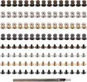 EMSea 120 Pairs Leather Rivets 5mm Button Studs Round Head Slotted Screws Nail Rivets with Hole Puncher for DIY Belt Wallet Jacket Repair Leather Craft Accessories