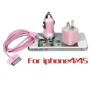 Kocaso iPhone 5/5S 3-Piece Set with USB Car Charger, Wall Charger & Cable pink