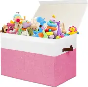 Large Toy Box with Lid, Sturdy Toy Storage Chest Bin Boxes Organizer Basket with