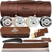 [Henviro] Leather Shoe Shine Kit For Men - 13 PC Shoe Polish Kit, Leather Boot Care, Shoe Care Kit Birthday Christmas Gift