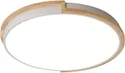 Nordic LED Ceiling Lamp Bedroom Wood Design Round Trichromatic Dimming Ceiling Lighting Fixture Macaron Energy Saving Panel Light Flush Mount Children's Room Close to Ceiling Light