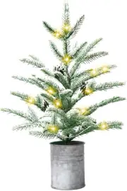 Small Christmas Tree 24 Inch Mini Christmas Tree Pre-Lit with 60 Lights Rustic S