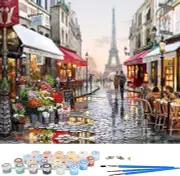 DIY Oil Paint by Number Adults,Eiffel Tower Paint by Number with Brushes,Citysca