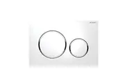 Geberit Sigma20KJ Round White Toilet Button Matte White Plate with Chrome Trim for Concealed Cisterns 115.882.KJ.1