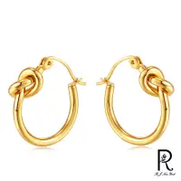在飛比找momo購物網優惠-【RJ New York】幾何的結圓形鈦鋼圈式耳環(金色)