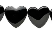 Bead, Hemalyke Metallic Black 12mm Side Drilled Flat Heart Beads (33)
