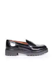 Black Leather Platform Loafers