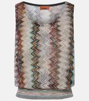[Missoni] Missoni Zig Zag metallic knit top UK 16 multicoloured