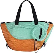 B Baosity Cat Showering Bag Cat Washing Bag Bite Resistant Adjustable Drawstring Breathable Mesh Cat Grooming Bag for Ear Cleaning, Orange Green