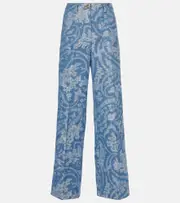 [Etro] Etro Printed cotton and linen wide-leg pants AU 18 multicoloured