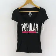 VOLCOM Womens Size XS Black Popular Schmopular Print Short Sleeve T-Shirt