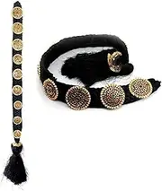 VAMA Girl's Bridal False Hair Choti Jada Billalu Set Hair Ornaments Full Moon Temple Jewellery Ready Jada Billalu Bharatanatyam Kuchipudi Classical Dance Jewelry