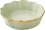 Decorative Bowls Fruit Bowl Countertop Fruit Basket Snack Tray Home Coffee Table Fruit Plate Large-Capacity Salad Bowl Ceramic Flower Shape Pot Fruit Bowl for Kitchen Counter (Color : Green)