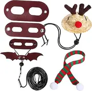 Amosfun Adorable Pet Christmas Hat for Lizards Bearded Dragon Suit Accessory Set Lizard Leash and Harness