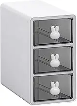 Toguma Stackable Desktop Storage Box with 3 Drawers, Transparent Multilayer Cosmetic Storage Box Desk Storage Box, Suitable for Office Desk Cosmetics (White)