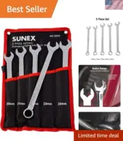 Lightweight Metric Combination Wrench Set - Chrome Vanadium, 5-piece with Pouch