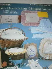 1983 Candlewicking Monograms Pattern Book Rose Daisy Forget Me Knot Floral Motif