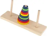 Wooden Tower of Hanoi Toy Traditional Indian Game Family Home Play Kids Gift
