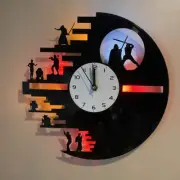 Modern Vinyl Record Wall Clock LED Night Light Clock Remote Control Lamp Deco AU