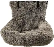 Cotton Car Seat, Safe Comfortable Dog Car Bed Mat, Harnessed Seats, Anti Slip Pet Bed Mat, Comfortable with in Built Harness Protection, High Back Automotive Seat, for Travelling (Coffee, Middle)