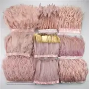 2Meters Leather Pink Ostrich Feather Fringe Trim Goose Ribbon Craft Accessories