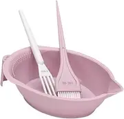 Eigell Hair Dye Coloring Set, Mixing Stick and Brush Kit,Tinting Bowl Professional Soft Bristle Brush Colour Mixing Dyeing Set, Pink