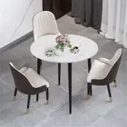 Real Marble Kitchen Dining Table Dinette Coffee Desk with Thick Solid Metal Legs