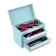 NEW Mini 2 Drawer Metal Tool Box with Top Storage Small Tool Chest Steel Toolbox
