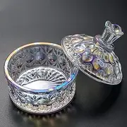 BQAN 100ml Large Nail Dappen Dish, Dazzling Crystal Dappen Dish with Lid, Damping Dish for Nails Holding Acrylic Liquid Acrylic Powder Nail Decor, Dappen Monomer Holder Dish (Laser Color)