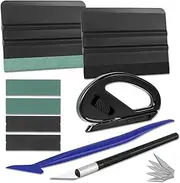 Amzdepot Window Tint Kit, Profession Car Wrap Kit with Felt Squeegee and Felt Replacements, Craft Knife and Blades, Safe Vinyl Cutter, Micro Squeegee for Vinyl Wrap Tools Tint Tools