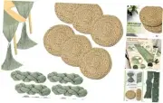 Deymi's - Cheesecloth Table Runner - Set of 6 placemats, 2 Table Sage Green