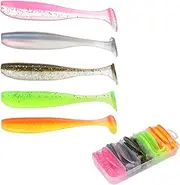 Paddle Tail Fishing Lures, 50 Pack 4Colors Soft Plastic Swimbait, Soft Plastic Swimbaits Jerk Bait, Lure Saltwater Freshwater Artificial Bait For Trout Walleye Bass Fishing