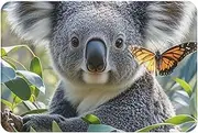 Koala and Butterfly Doormat 16 X 24 Inch Welcome Mat Non-Slip Absorbent Bath Rug Soft Washable Floor Mat Carpet for Kitchen Bedroom Bathroom Home Decor