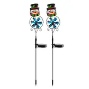 Solar Firework Light 2Pcs Solar Power Garden Stake Lights Santa Christmas Theme -Snowman