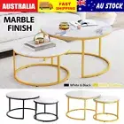 Set of 2 Coffee Table Marble Round Nesting Side End Wooden Round Table Furniture